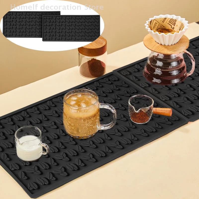 2 Pcs Bar Mat For Countertop 12 X 6 Inch Bar Mats Silicone Mat Non Slip Rubber Bar Service Spill Mat For Kitchen Coffee Bar Bars