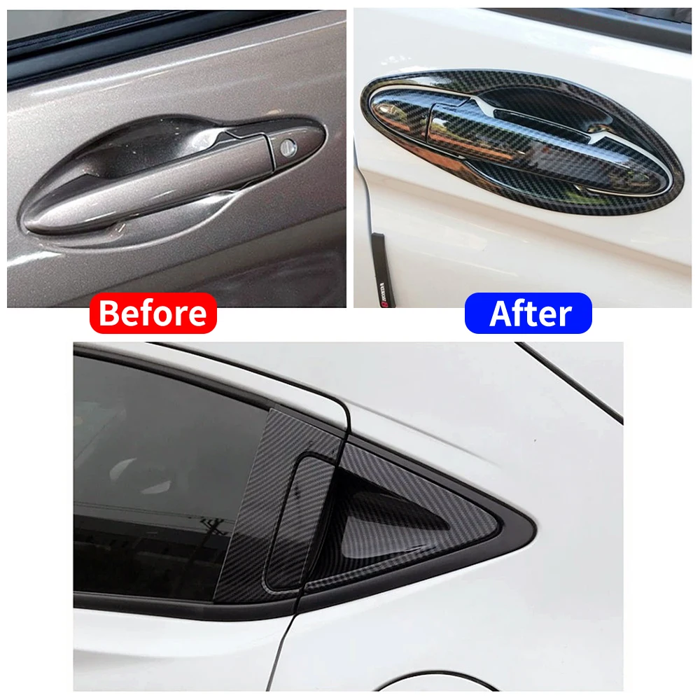 

For Honda HR-V HRV 2014-2020 Carbon Fiber Color Exterior Front Rear Door Handle Cover Door Bowl Cap Anti Scratch Protector Decor