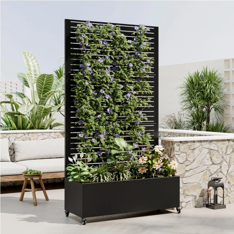 custom.Outdoor Stainless Steel Flower Box Wrought Iron Flower Box Outdoor Partition Rectangular Flowerpot