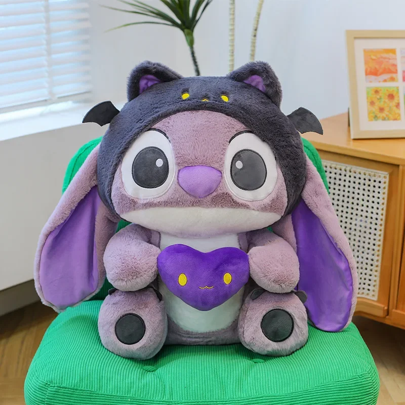 60 cm Kawaii Lila Teufel Stich Plüschtier Große Gefüllte Puppe Niedliche Engel Puppe für Kinder Geburtstag Weihnachtsgeschenk Plüschkissen Stofftier