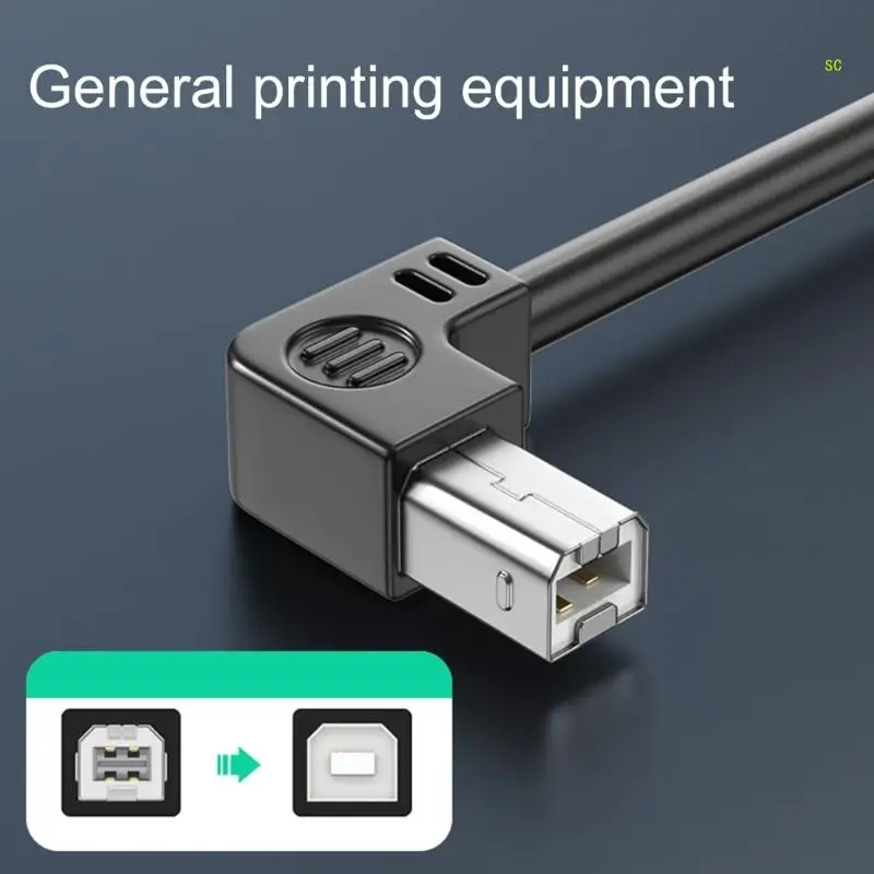 USB 2.0 Printer Cable TypeB Male to TypeB Female Scanner Cord 480Mbps Speed 90Degree Elbow for Offices and Home Dropshipping