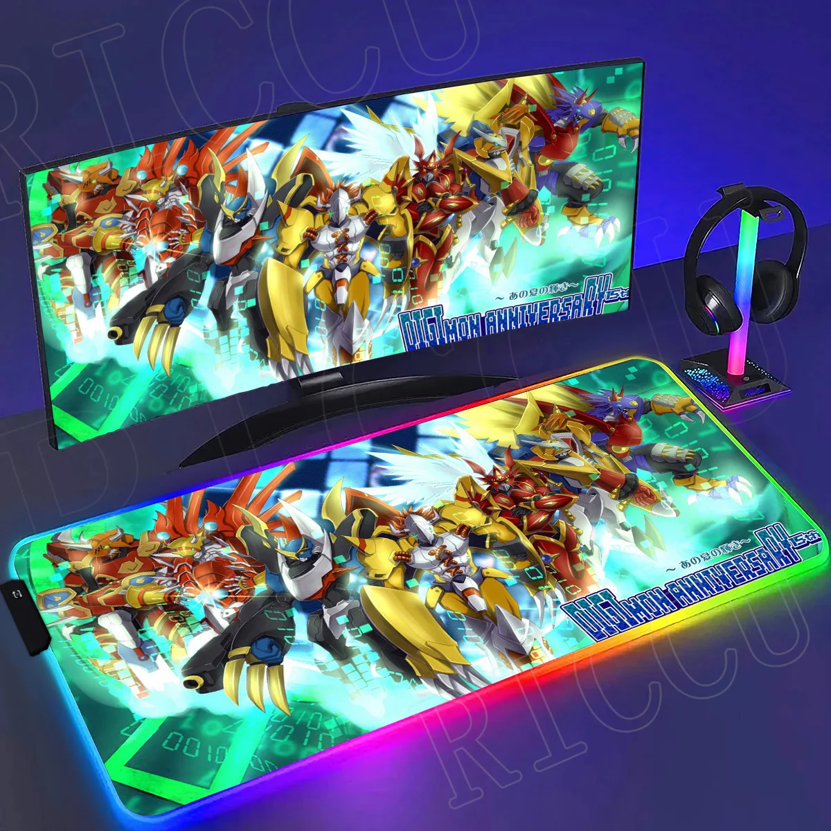 

RGB Digimon Adventure Mouse Pad Keyboard Mouse pads 90X40cm Desk Mat PC accessories XXL Gamer Office Carpet Home Table LED Mat