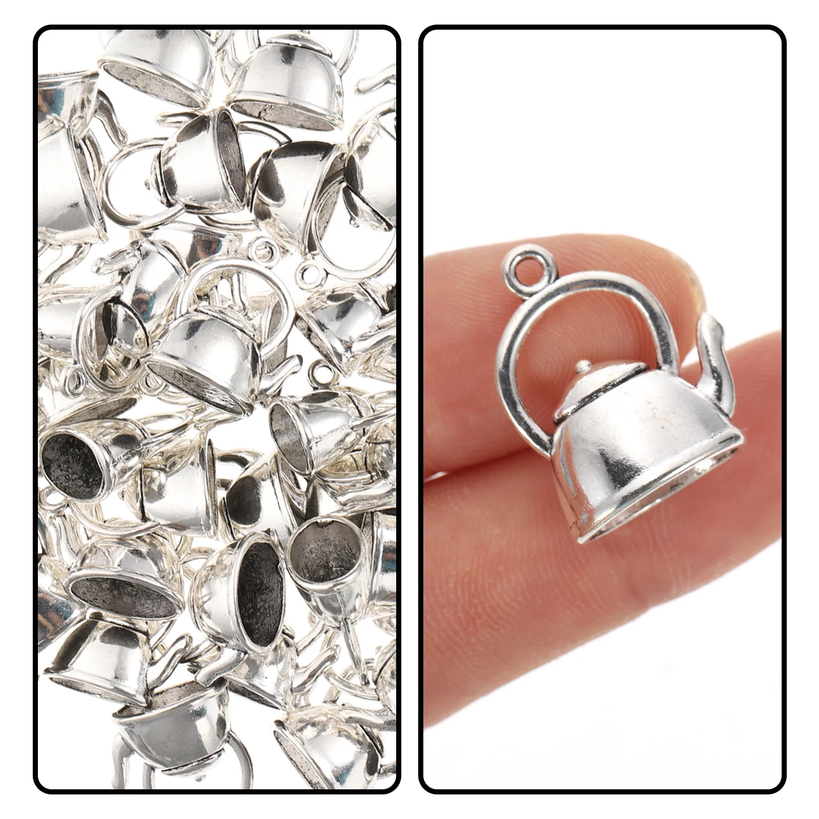

50Pcs Small Teapot Hanging Charms DIY Alloy Jewelry Pendants for Earrings Necklaces Bracelets Craft Supplies Small Teapot Charms