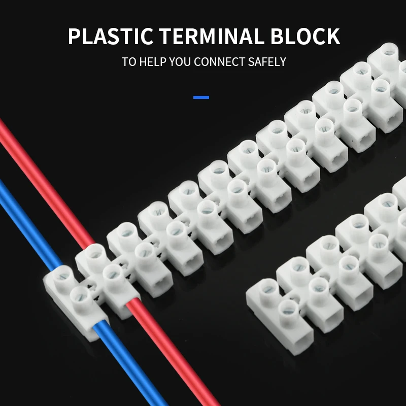 JINH JH053  Ironware Electric Connector Strip Wire Connector Barrier Plastic Screw Terminal Block 12 Positions 2.5-10mm² 57A