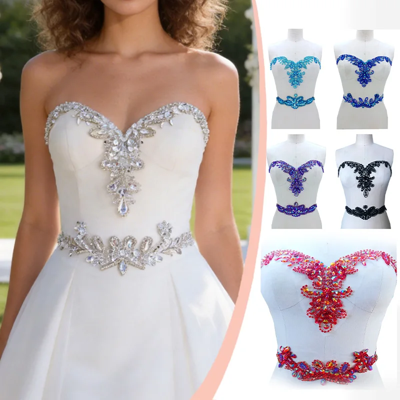 

Аппликации ручной работы для вечерних платьев: стразы, пайетки, нашивки, декоративные элементы для свадебных платьев, аксессуары для отделки