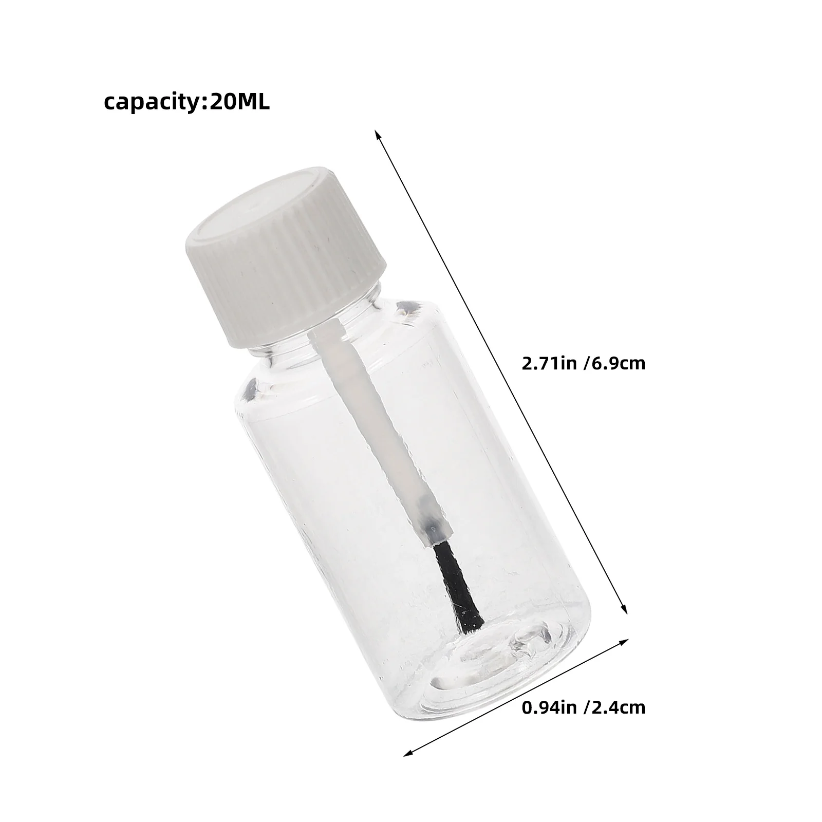 Bouteilles à ongles en plastique transparent avec capuchon de brosse, conteneurs d'échantillons réutilisables pour Nail Art, conception anti-fuite pour colle de vernis à l'huile, 20 pièces