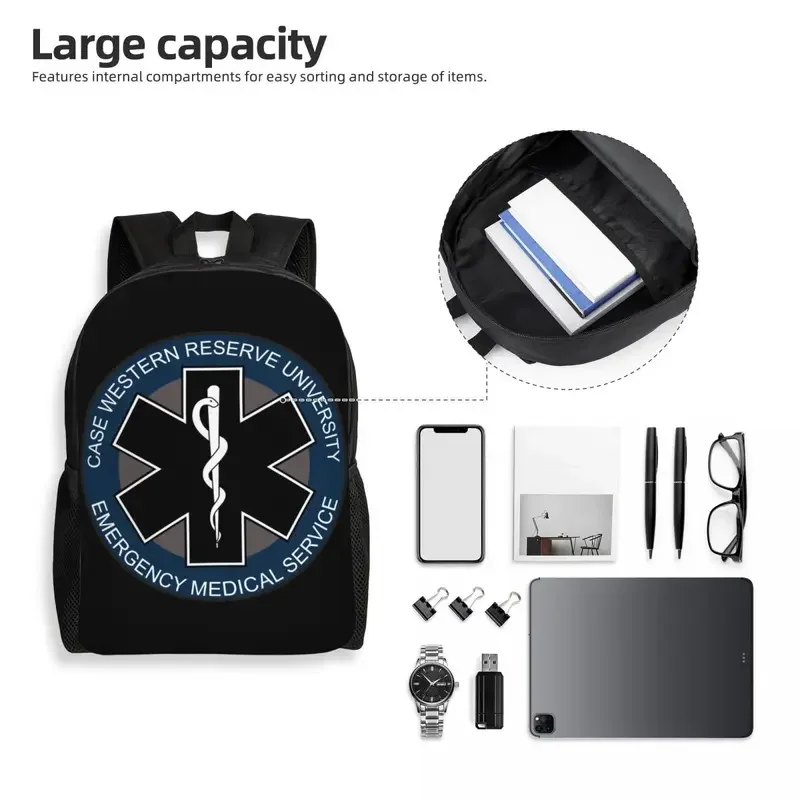 Custom EMT Star of Life Laptop Backpack para homens e mulheres, moda Bookbag para escola, estudantes universitários, paramédico Health Care Bag