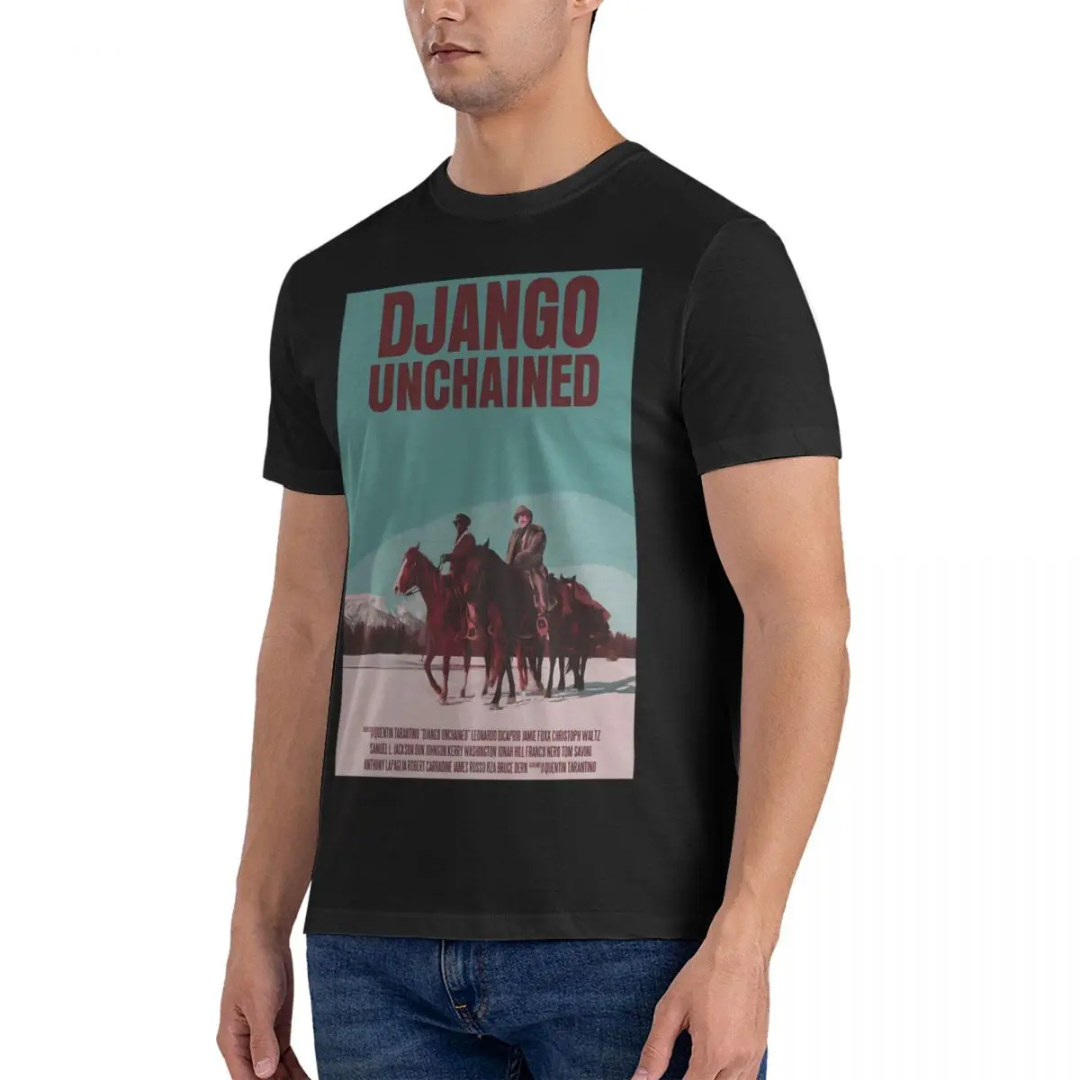 Movie Poster Men's T Shirts Django Unchained Novelty Tees Short Sleeve Round Collar T-Shirts Pure Cotton Adult Clothes