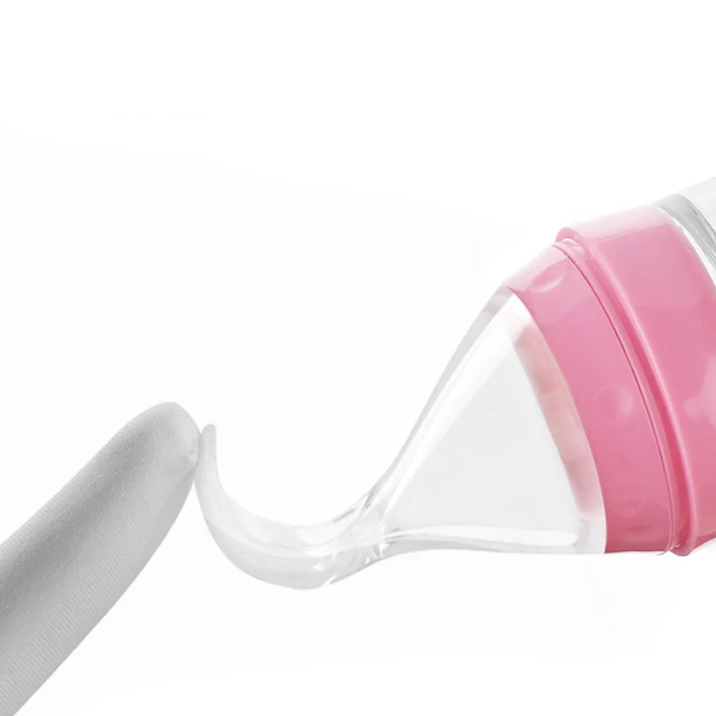 

Baby Suction Rice Paste Milk Bottle Silicone Feeder 120ml Easy Squeeze Feeding Bottle Infant Food Feeder Pink Feeding Bottles