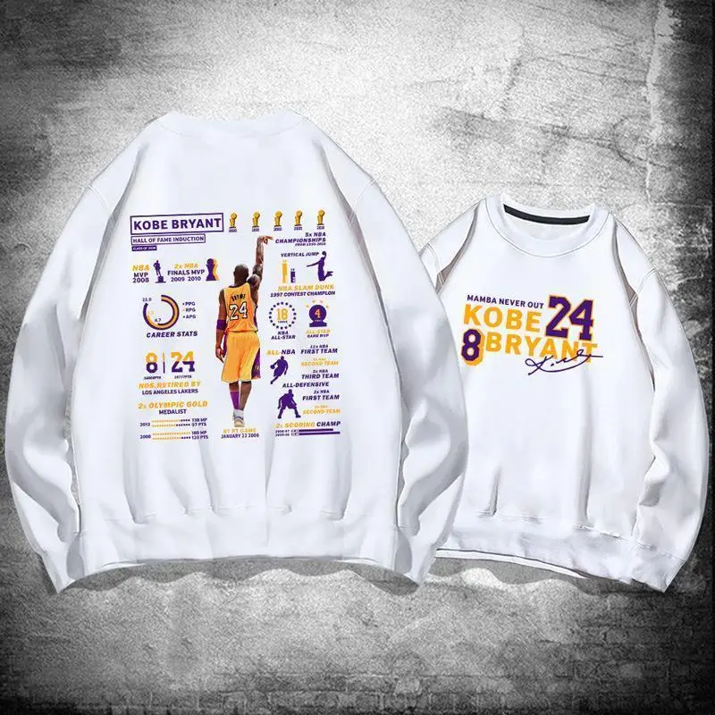 Moletom com capuz masculino e feminino outono inverno jumper basquete koobe glória vida hall de fama esportes comemorativo moletom com capuz