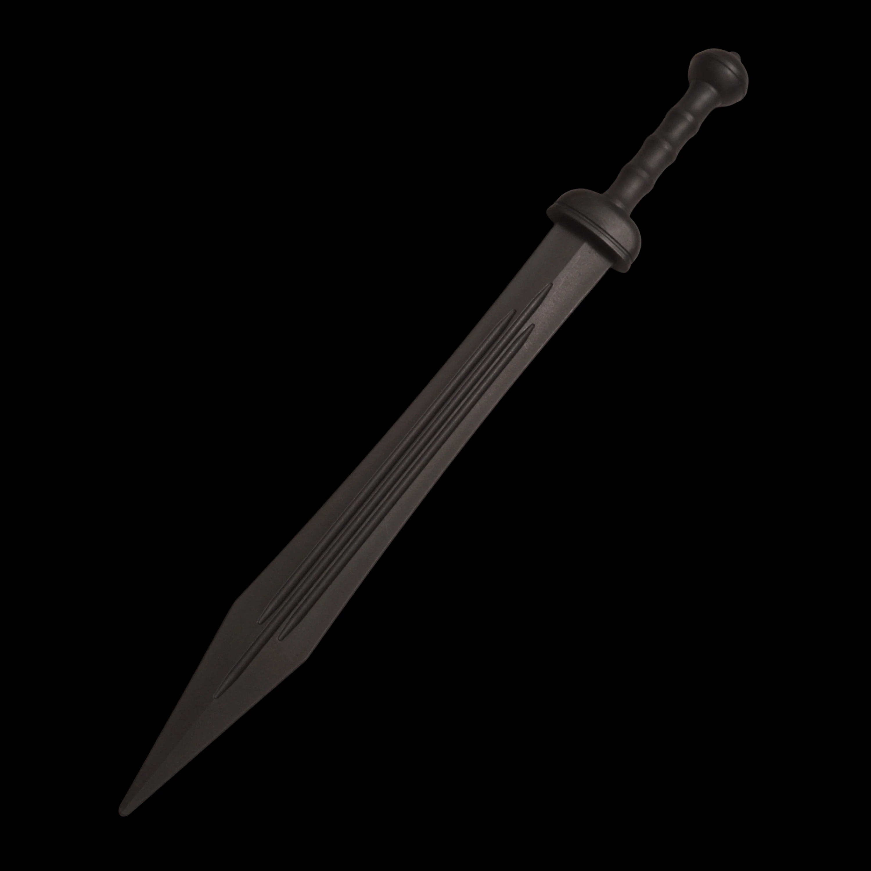 32インチローマンソード、黒刃、プラスチック素材、ロールプレイング、一体型デザイン、トレーニングソード、コレクションに不可欠