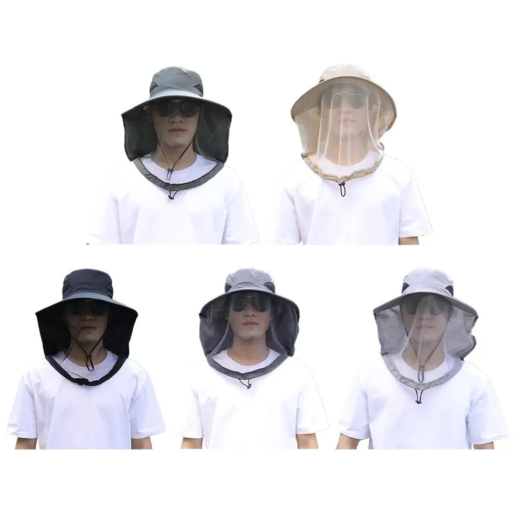 UV-Schutzhut mit Gesichtsmaske, atmungsaktiver Insektenschutz, breite Krempe, Angelhut, Outdoor-Sport, Natur, Wandern, Camping, Netzhut – Detail 2
