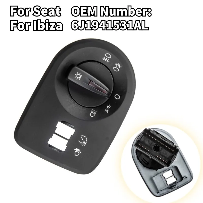 Headlight Switch With Fog Light For Seat For Ibiza 2009-2015 6J1941531AL Headlight Fog Light Lamp Control Switch Cover Cap