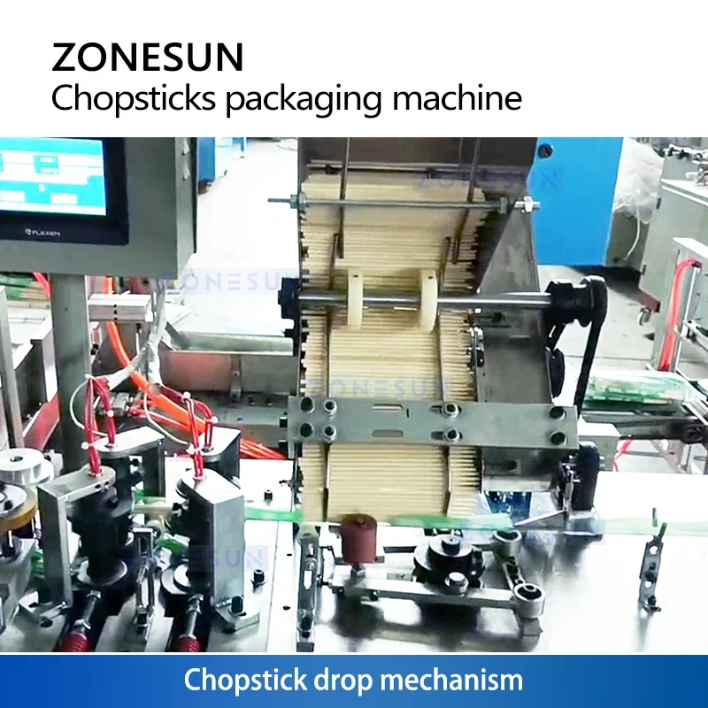 Машина для упаковки палочек для еды Zonesun Машина для упаковки палочек для еды Машина для упаковки столовых приборов с горизонтальным потоком ZS-KZ35