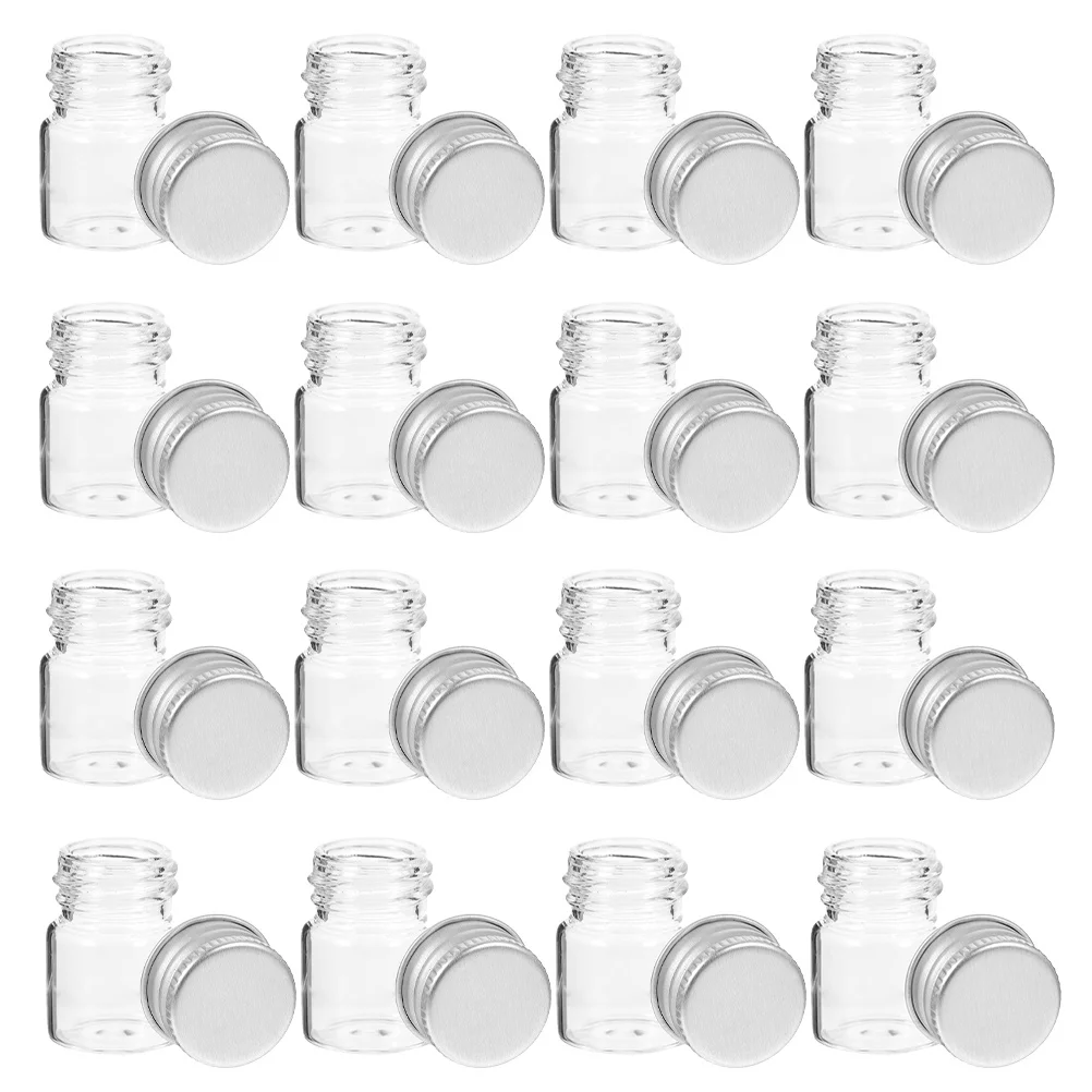 

48Pcs Sealed Glass Bottles Mini Transparent 5Ml Clear Sample Jars Aluminum Caps Powder Containers Sample Bottles