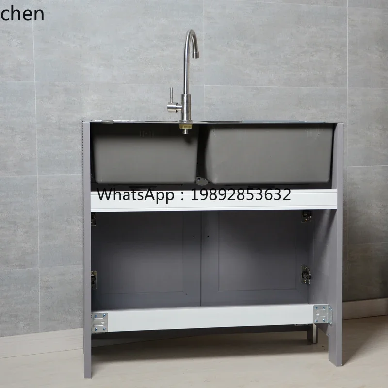 LYY الفولاذ المقاوم للصدأ الغسيل بركة شرفة الفضاء الألومنيوم خزانة الغسيل من الأرض إلى السقف بالوعة في الهواء الطلق شقة صغيرة #5