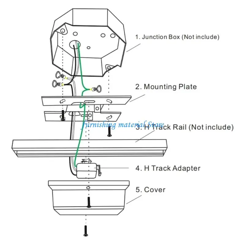 Y5GD H Track Track Float Canopy Connector صندوق طاقة قابل للإزالة للمنزل السقف بوابة المطبخ #3