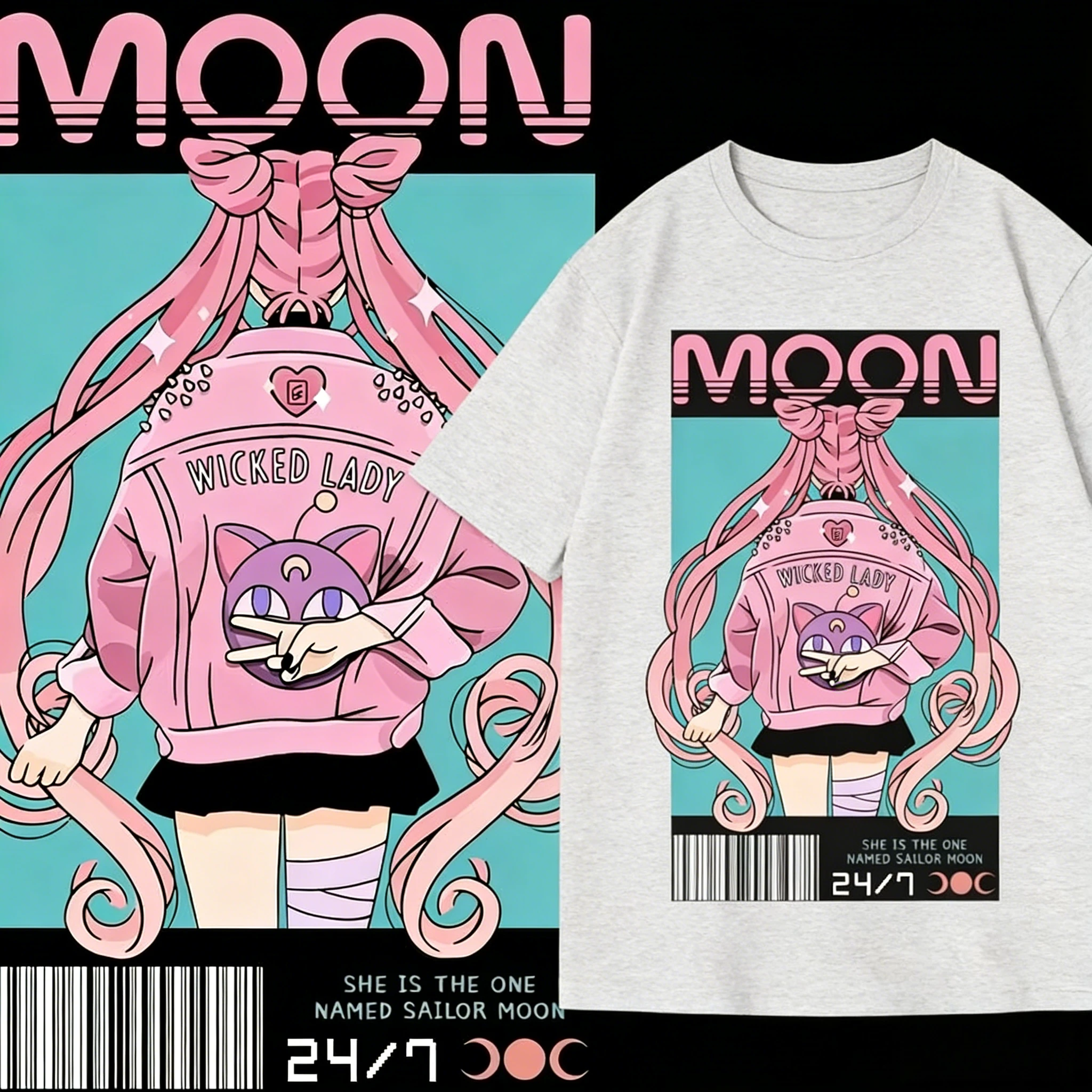 Streetwear Sailor Moon Anime Graphic T Shirts Men's Clothing Y2k Loose Casual Women's Short Sleeved Tee Tops Summer 2026 Unisex