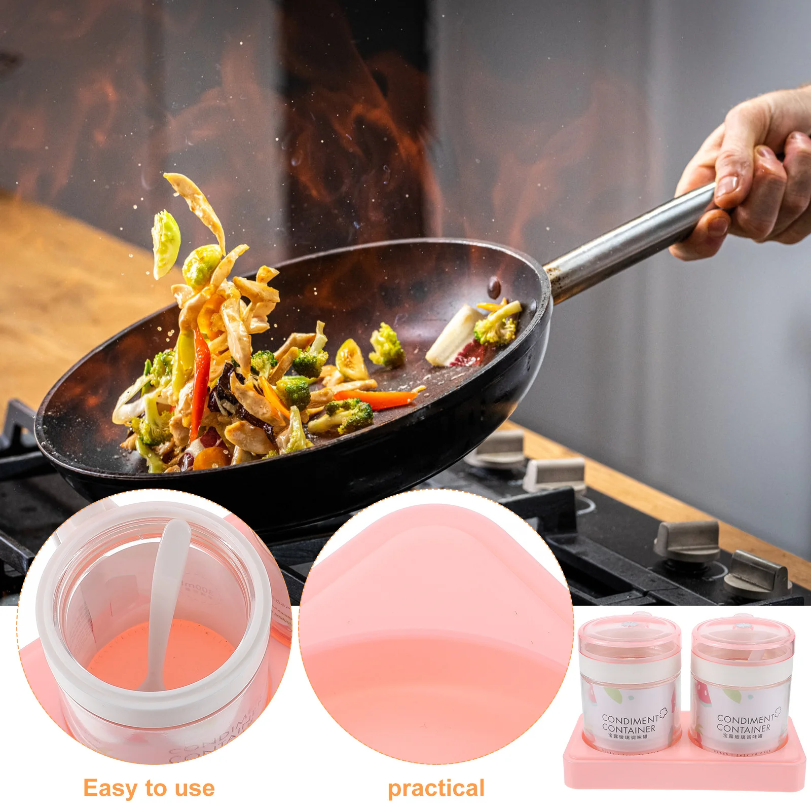 

1Set Seasoning Jar Set Clear Glass Condiment Jars with Lids Kitchen Spice Box Multi-Use Household Seasoning Container Organizer