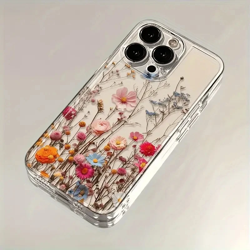 Flor transparente floral caso de telefone para iphone 17 ar 16e 16 15 13 14 12 11 pro max 7 8 plus xs xr max mini claro capa macia