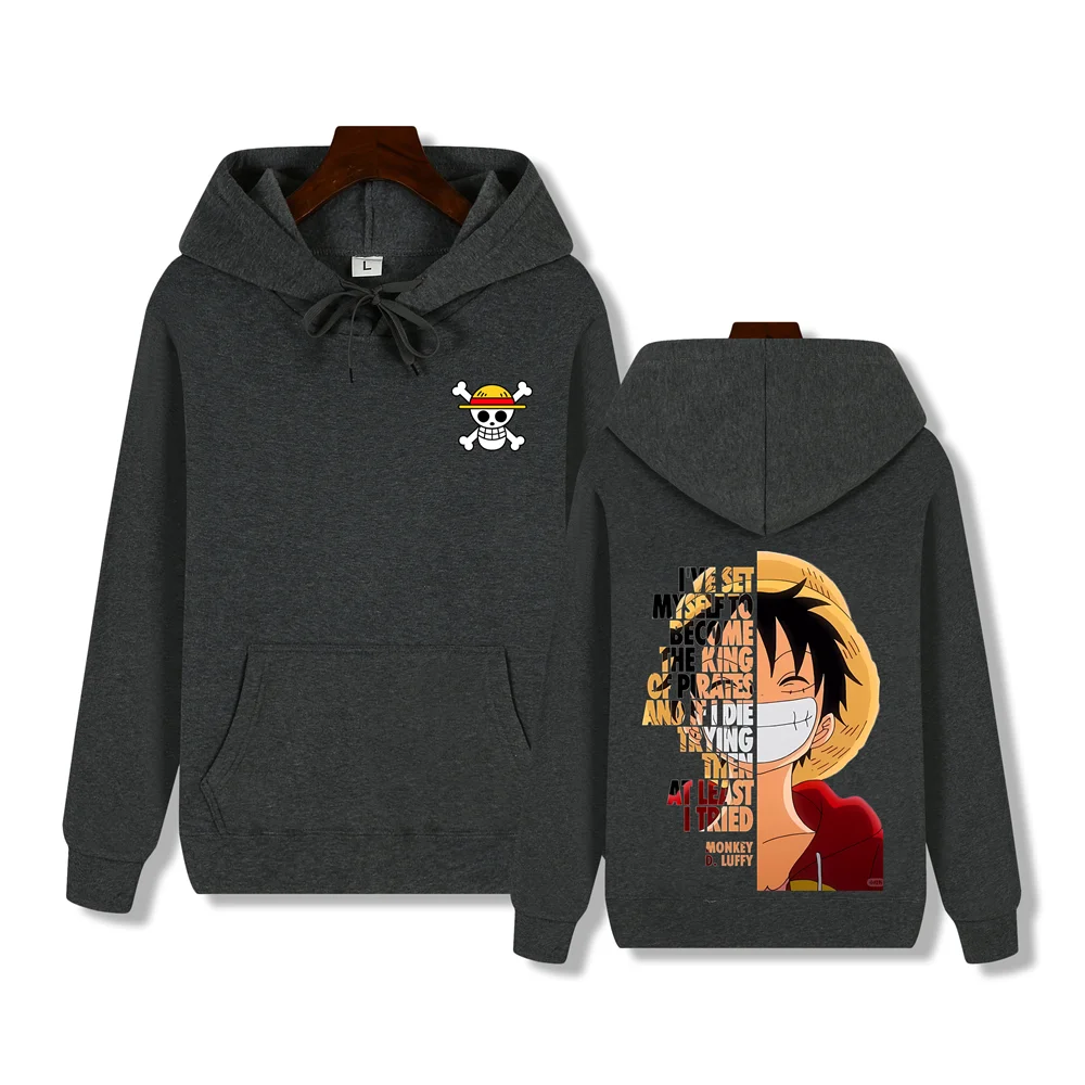 One Piece masculino high-end qualidade moletom com capuz capitão luffy impressão outono e inverno grosso quente básico simples topo