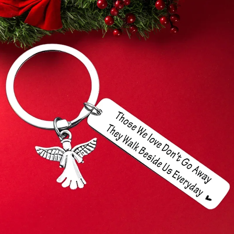 Hot Mom Dad Memorial Keychain Pendant  Sympathy Angel Loss of Father Mother Key Chains Keyrings Those We Love Don't Go Away