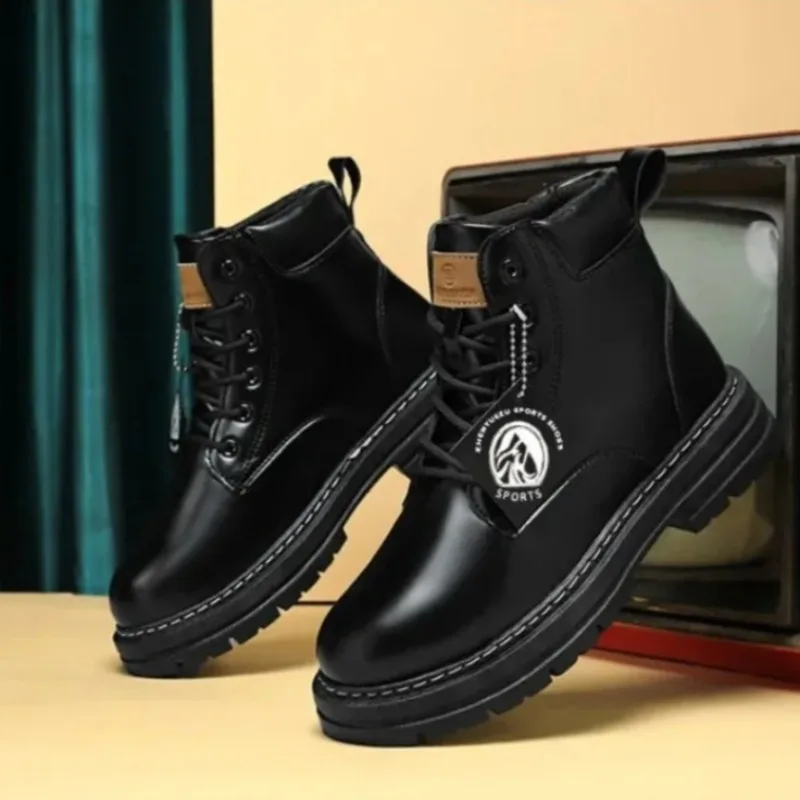 

Size 48 Mens Shoes High Top Platform Boots for Men Fashion Leather Motorcycle Boots Cowboy Boots Trendy Men's Shoes Botas Hombre