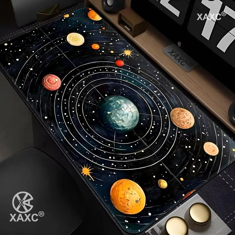 Starry Sky Moon Theme Mouse Pad Large Rubber Anti-slip PC Desk Accessories XAXC for Office and Gamer Keyboard Mats Decor Mat