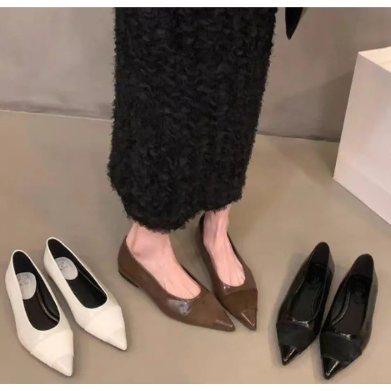 Nowe Stylowe Baleriny Damskie Szpilki Czółenka Szpiczaste Lakierowane Skórzane Modne Baleriny Cukierkowe Kolory Płaska Podeszwa Duże Rozmiary Zapatos Mujer