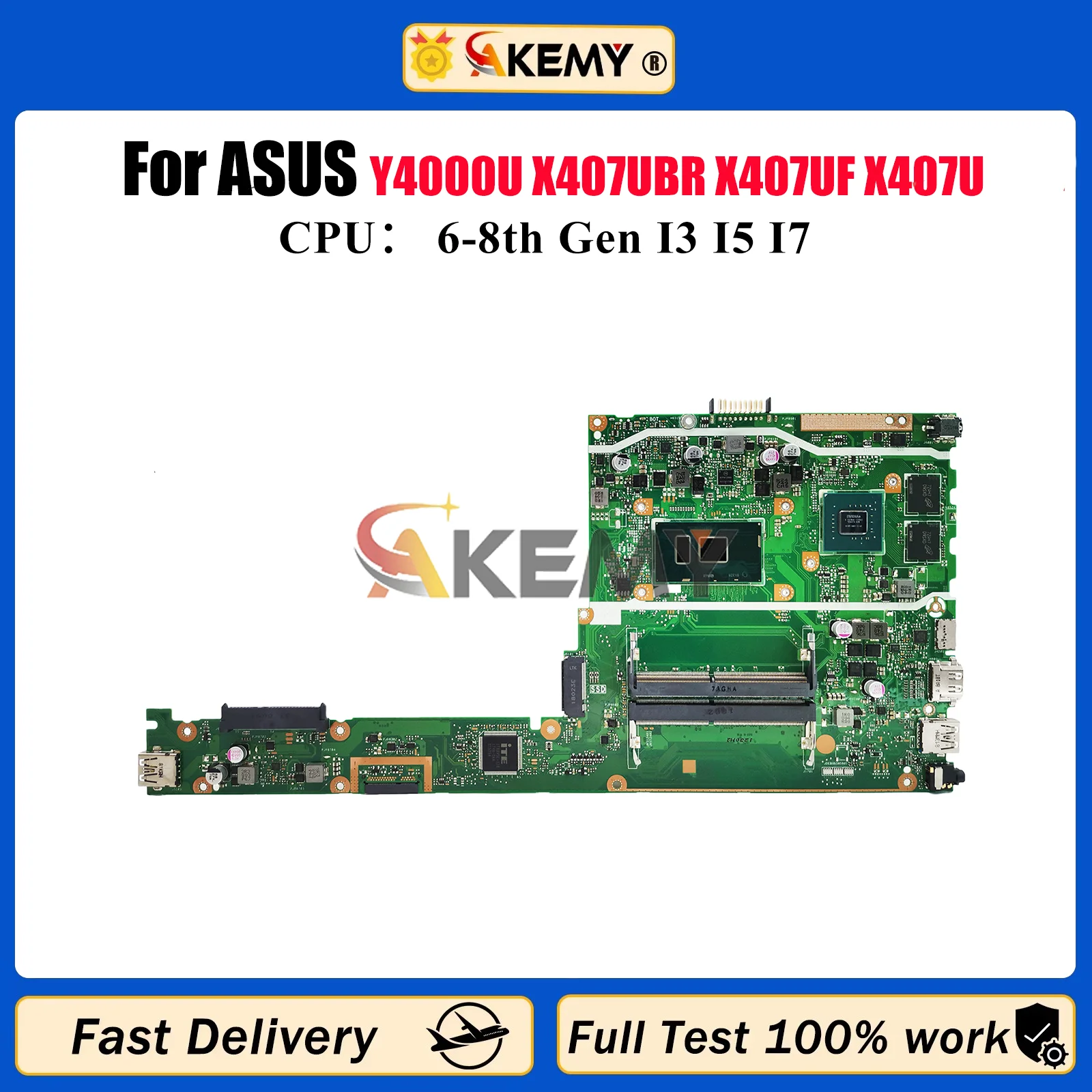 

X407UB Laptop Motherboard For ASUS VivoBook X407U Y4000U A407U F407U X407UB X407UAR X407UBR X407UF X407UV Mainboard I3 I5 I7 CPU