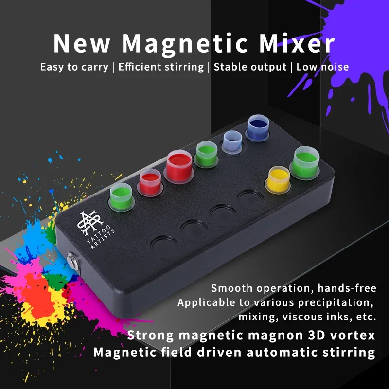 Black Tattoo Pigment Magnetic Stirrer Professional Makeup 3D Vortex Strong Magnetic Battery Powered Automatic Ink Mixer Machine 2