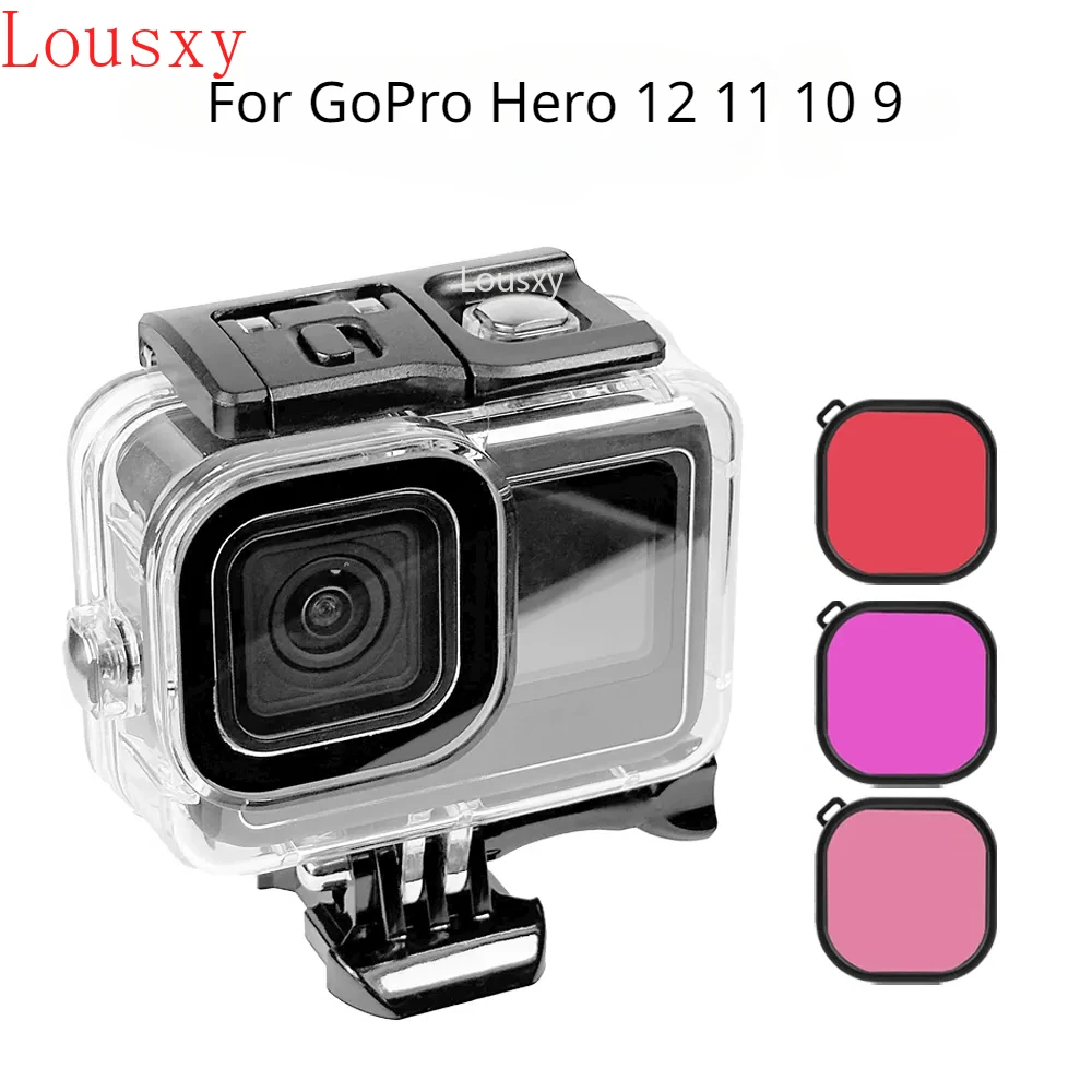 60M Waterproof Case For GoPro Hero 12 11 10 9 Mini Underwater Diving Housing Cover With Dive Filter Action Camera Accessories