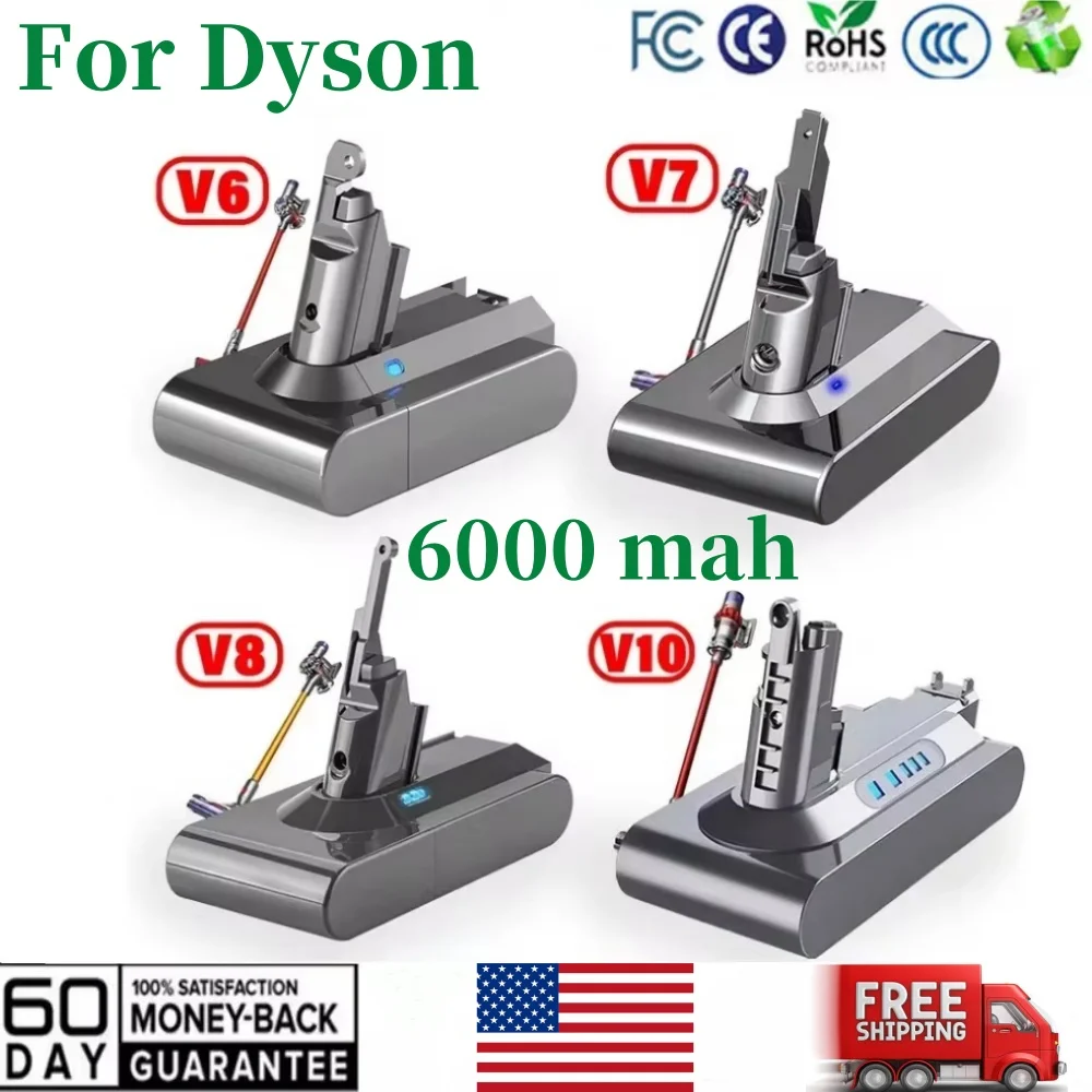 

For Dyson Battery V6 V7 V8 V10 SV09 SV11 SV10 SV12 DC59 Absolute Fluffy Animal Pro Vacuum Cleaner Rechargeable Batteries