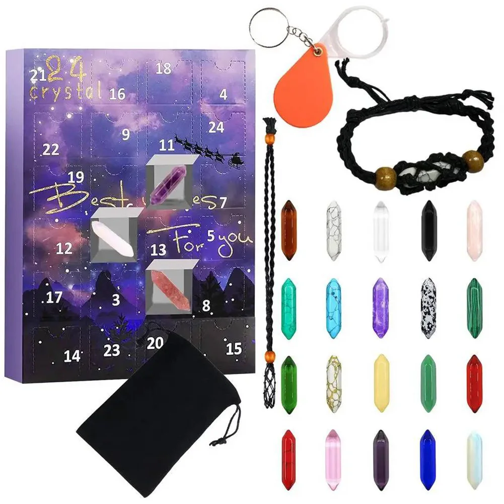 Crystals Advent Calendar 2024 Christmas Advent Calendar Healing Stones Kit Gifts for Girls Boys Kids Adults and Teenagers