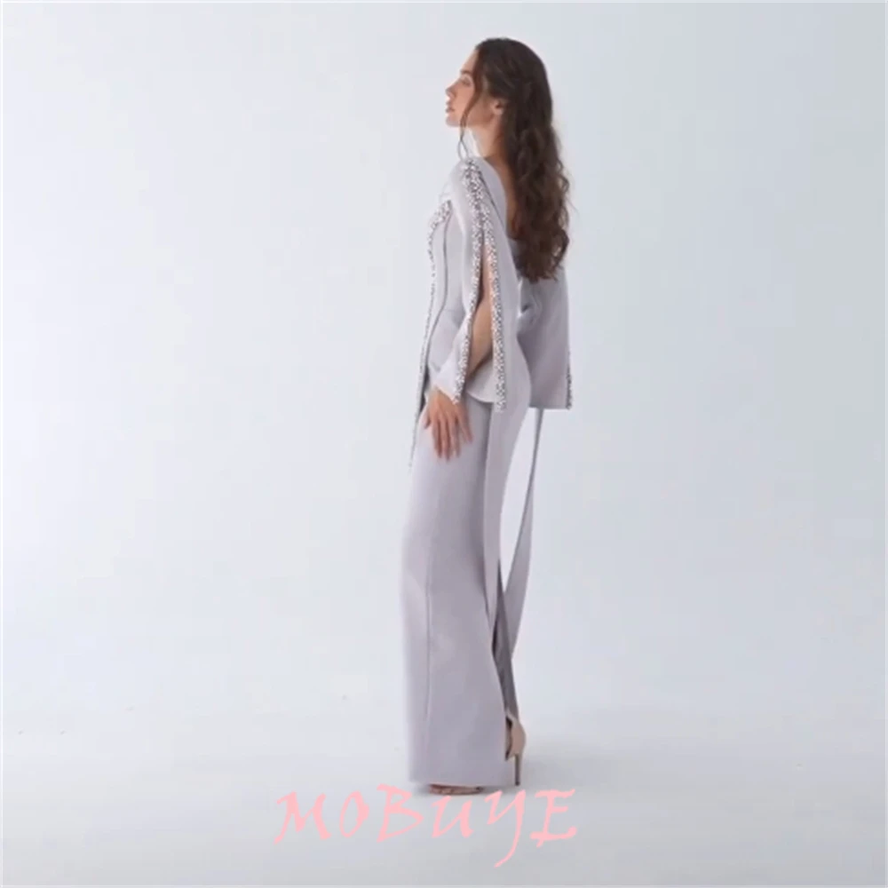 MOBUYE-Robe de Rhà col carré pour femme, longueur au sol, manches longues, robe de soirée élégante, mode populaire, 2024