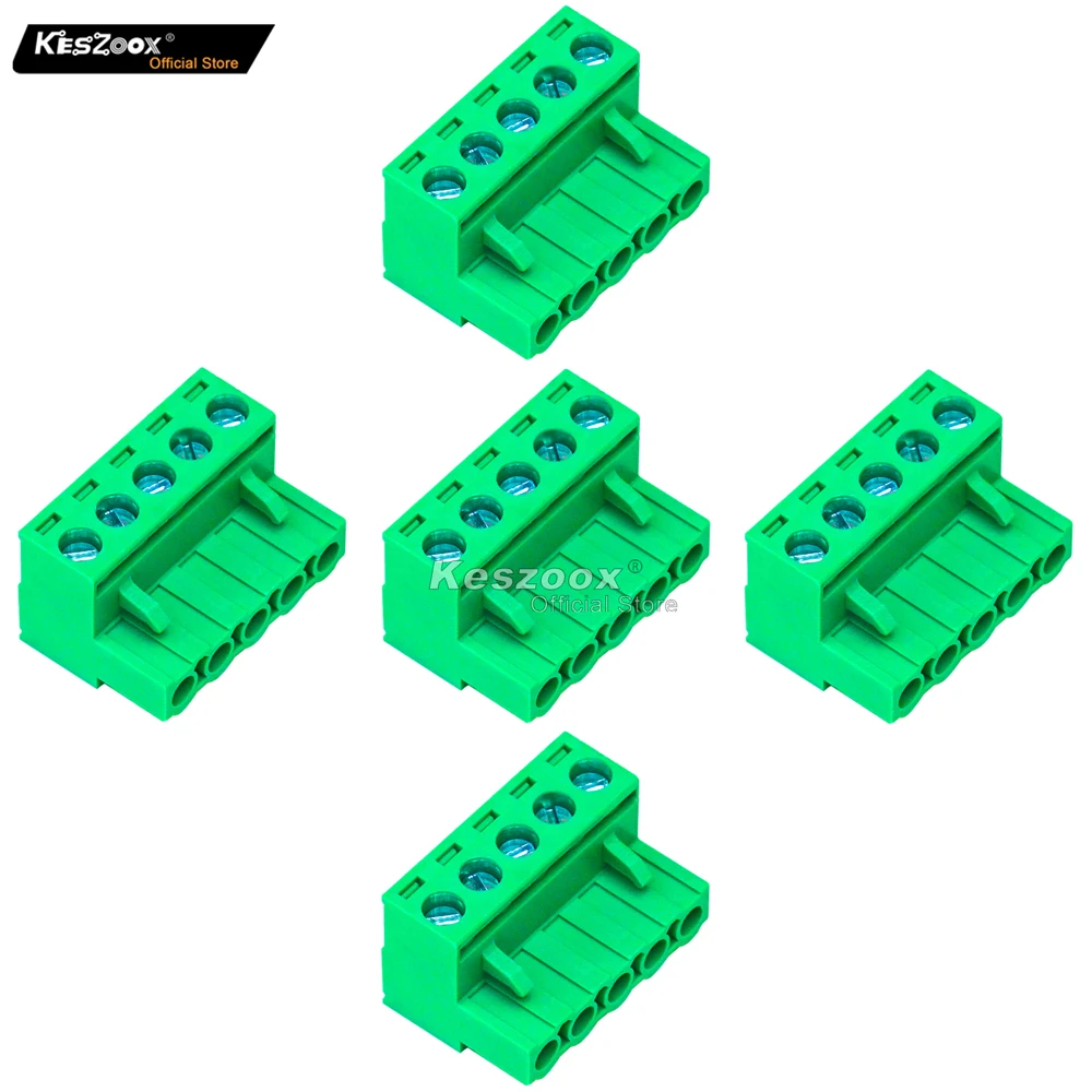 

Keszoox 5 Pcs 5.08mm 5Pin Phoenix Type Connector Green PCB Screw Terminal Block Pole, 5PCS