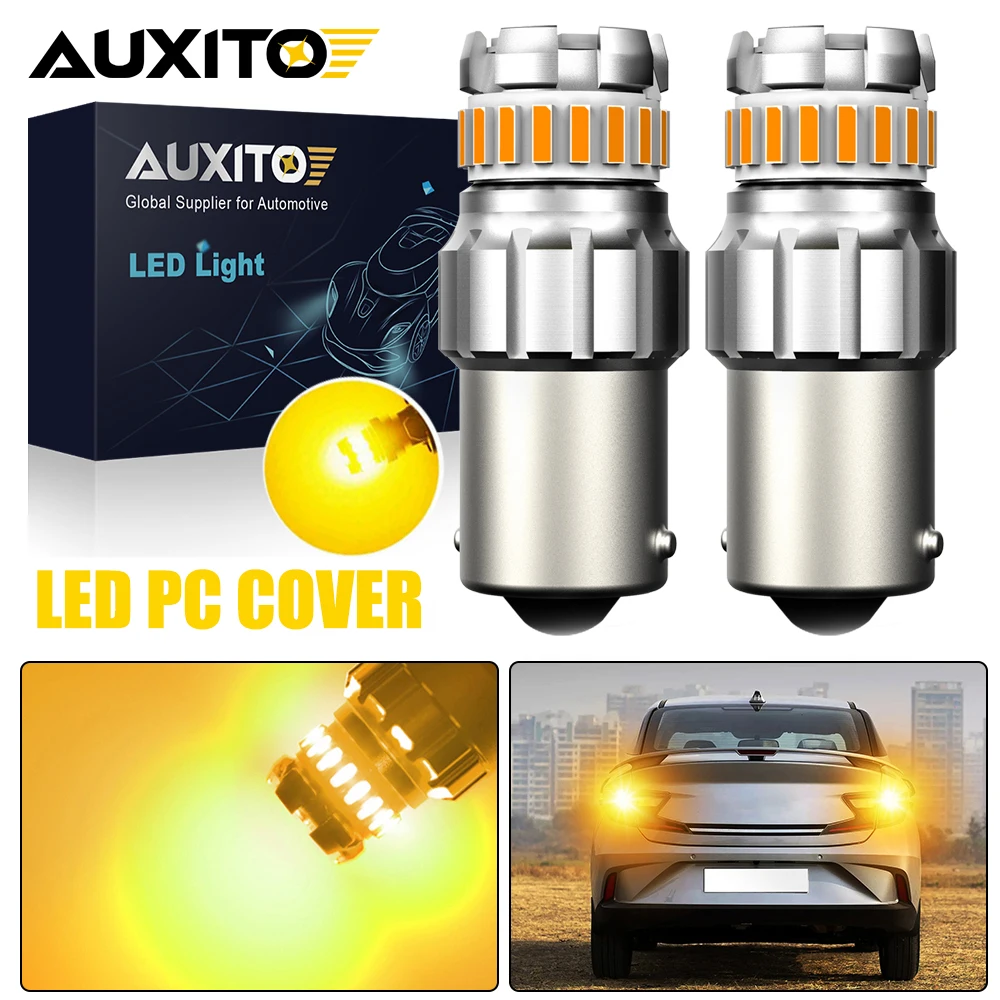 

AUXITO 2Pcs LED 1156 Turn Signal Light P21W BA15S 1157 7507 P21/5W 3157 LED Red Stop Brake Light Reverse Parking Lamps Yellow