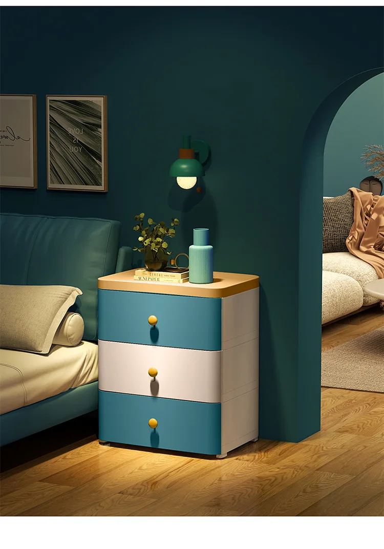 Household Multi-layer Plastic Bedside Table, Drawer-type Storage Cabinet, Rack, Thickened Storage Cabinet