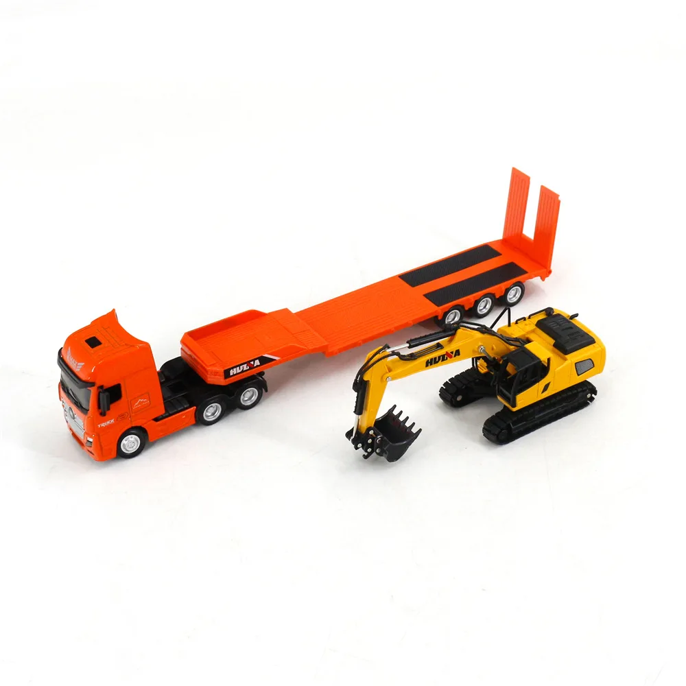 Huina 1319 New Excavator Nine-channel Remote Control Flat Trailer 1:24 Simulation Engineering Car Children's Birthday Gift Toys