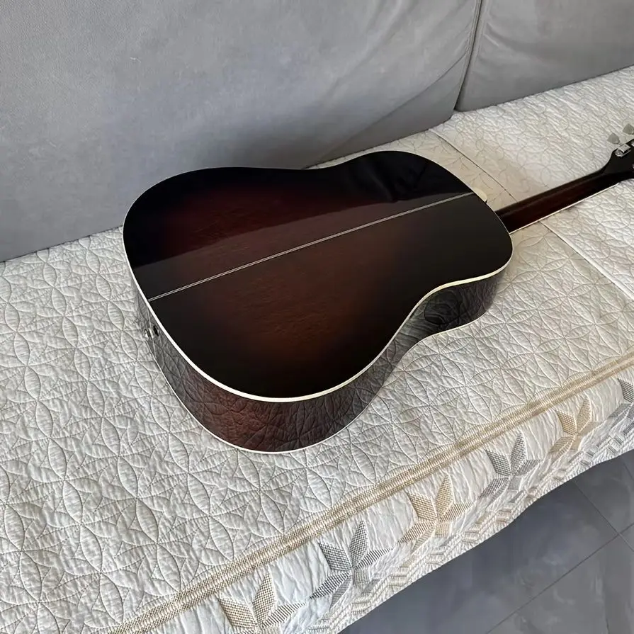 Professional Sunset Ribbon EQ J-160 Acoustic Guitar Spruce Top 6 String Folk Style view 3