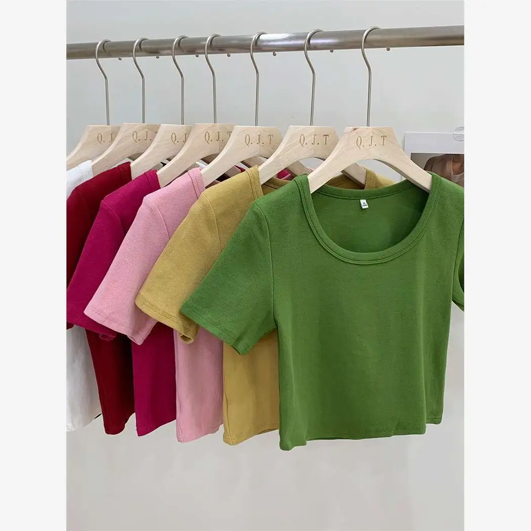 

Футболка Sli для похудения, женская футболка с высокой талией, топ для поездок на работу, весна, чистый цвет, другой материал 00%