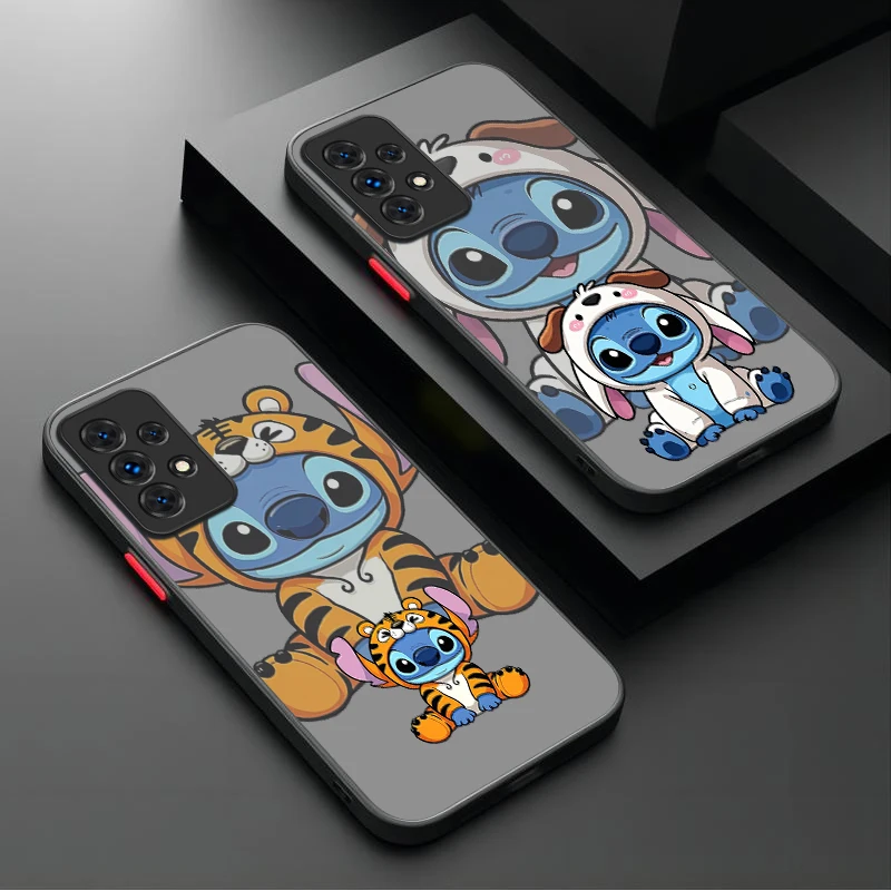Stitch animal chapéu pára-choques caso para samsung galaxy a17 a07 a54 a05s a34 a24 a14 a73 a53 a33 a23 a13 a72 a52 a52s a32 a22 a12