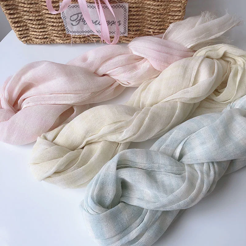 

Cotton Linen light Color Women Scarf Fashion Long Size Lady Wraps Solid Color Muslim Head Scarf Shawls And Wraps