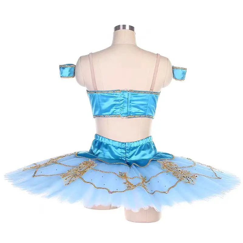 Ballet tutu dress Lake blue competition gala pompon dress professional custom gauze skirt separate ballet dress