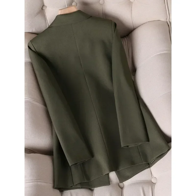 Blazer formale da donna nero kaki verde donna manica lunga monopetto da lavoro da lavoro solido cappotto con tasca