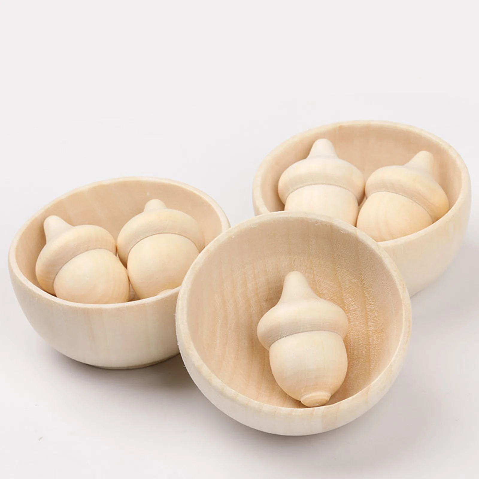 Natural Wooden Peg Dolls Set Unfinished Acorns – Natural Wood Shapes Decorative Doll for Paint Stain Art Toy Crafts DIY