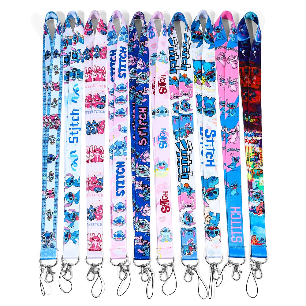 

10PCS Cartoon Stitch Mobile Phone Lanyard Keychain For ID Card Gym USB Badge Holder Car Key Neck Wrist Band Anti-lost Strap