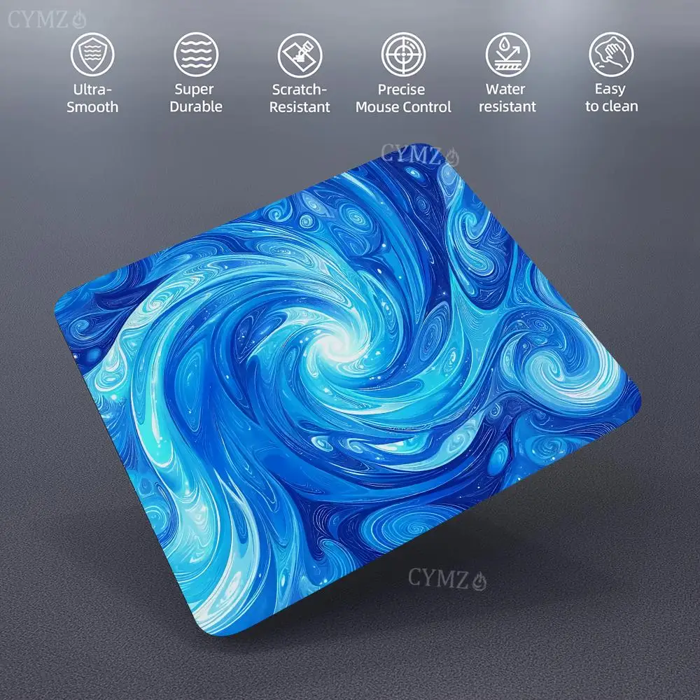 Blue vortex pattern Mouse Pad Small Office Table Mats Computer Accessories Washable Non-slip Rubber with Precision Lock Edge