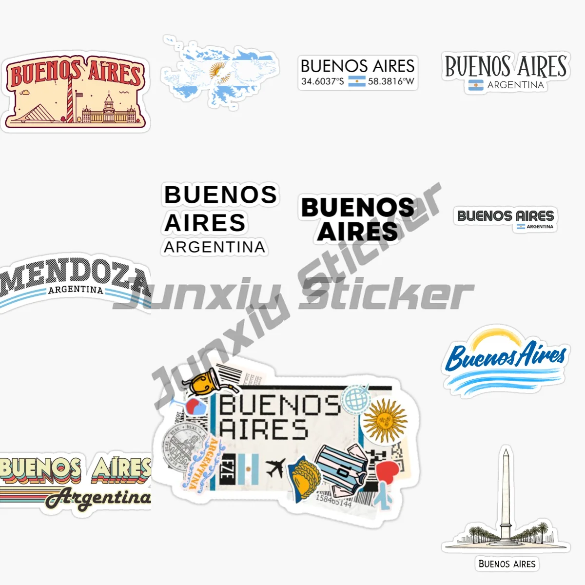 

BUENOS AIRES Abbreviation Buenos Aires Capital City of The Republic of Argentina Car Stickers Scenery Travel Car Decor Vinyl PVC