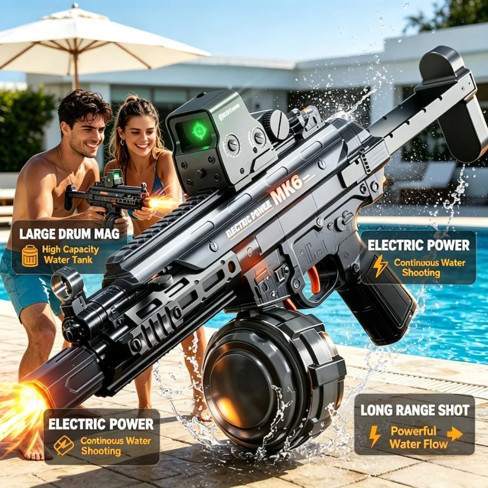 

MK6 Electric Water Gun High Speed Burst Shooting Water Blaster with Mist Spray Function Summer Water Fighting Toy for Adults